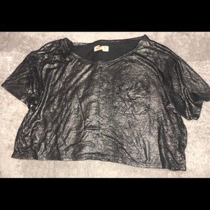 Gray Metallic Crop Top